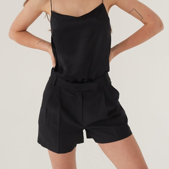 Almina Concept High Waisted Pleated Olive Khakhi Shorts Tencel Blend Size 6 - Picture 9 of 9